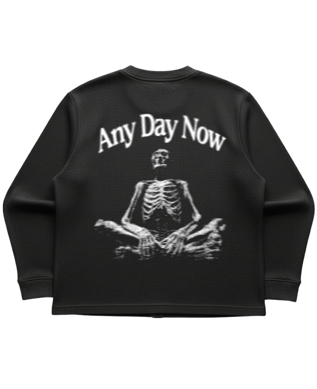 Black waffle knit oversized full-sleeve Back Design