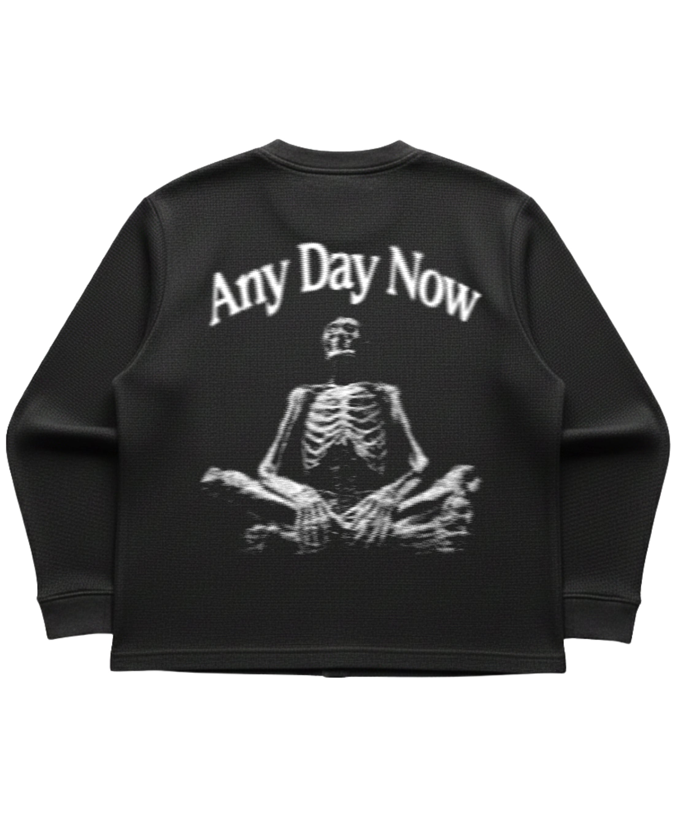Black waffle knit oversized full-sleeve Back Design