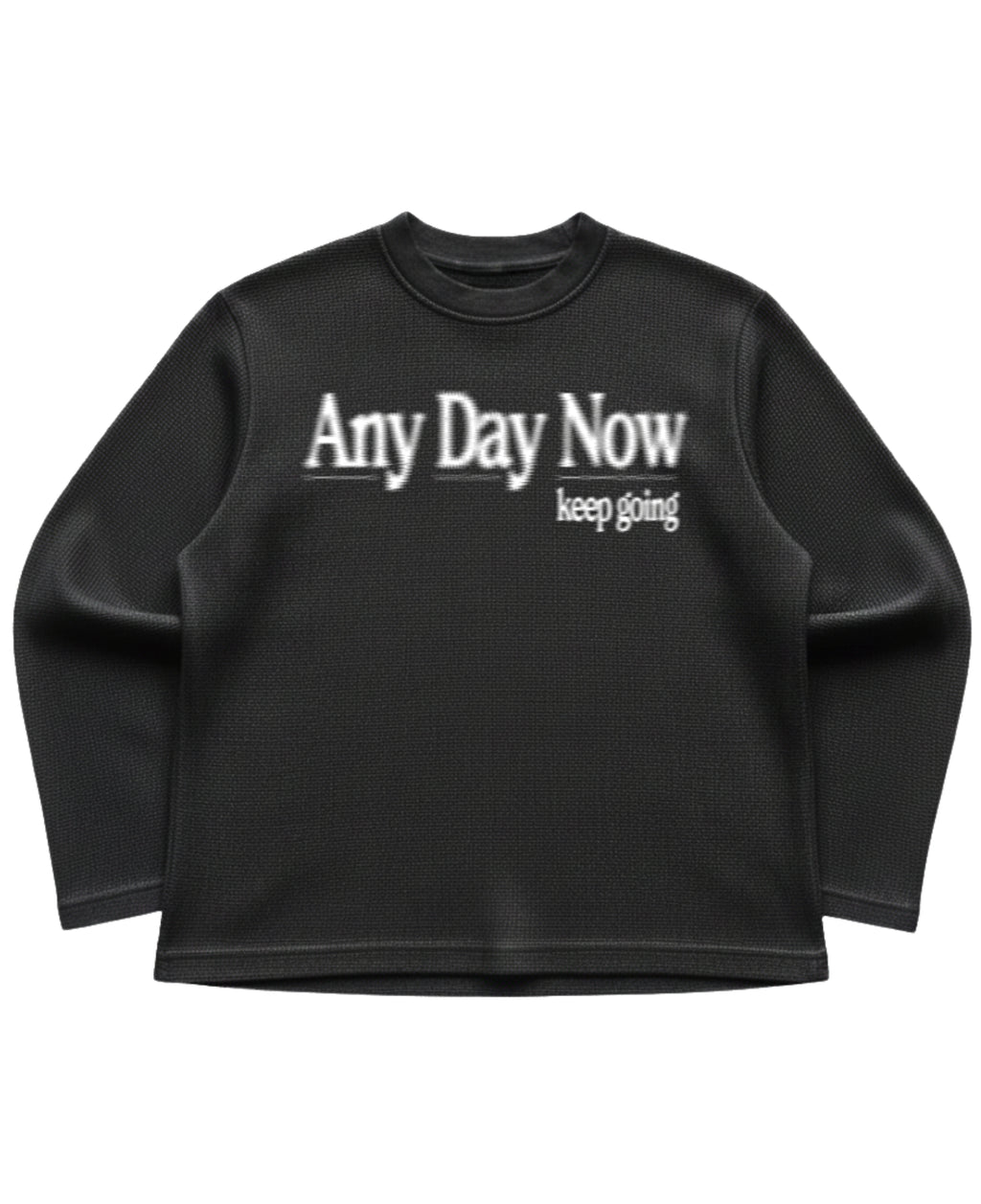 Black waffle knit oversized full-sleeve Front Design