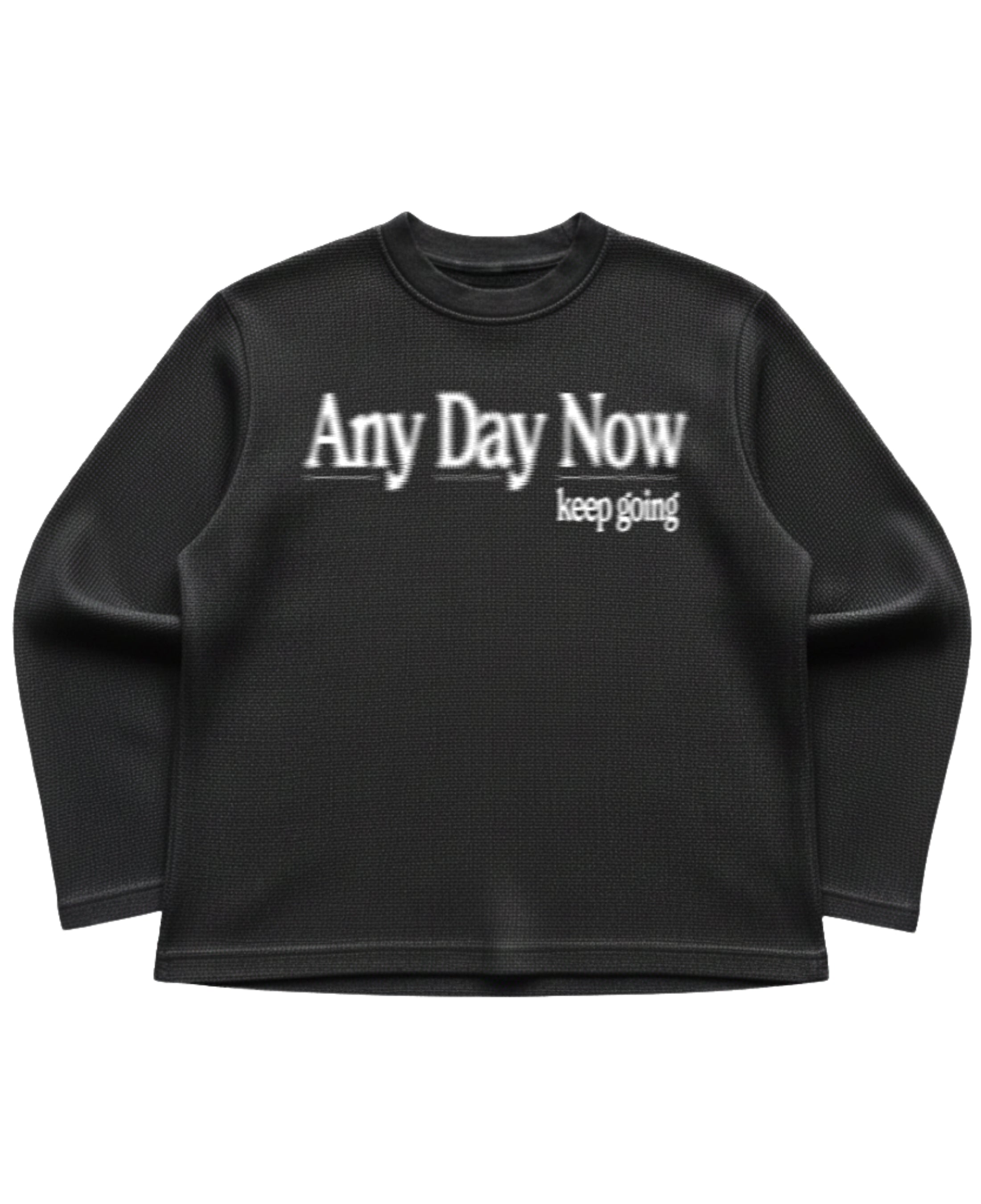 Black waffle knit oversized full-sleeve Front Design