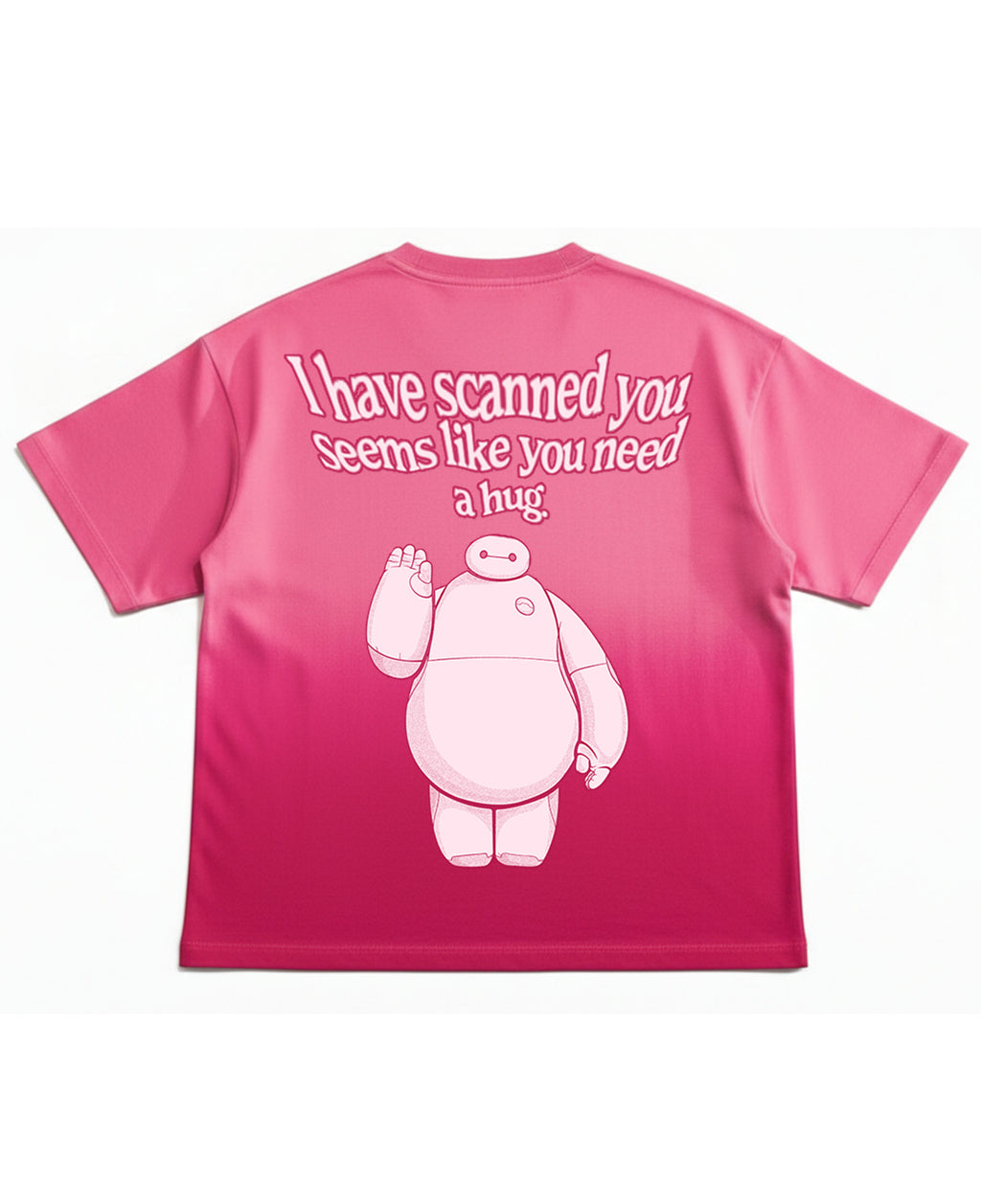 Pink Sunfade Ombré Wash Boxy Fit T-shirt Back Design