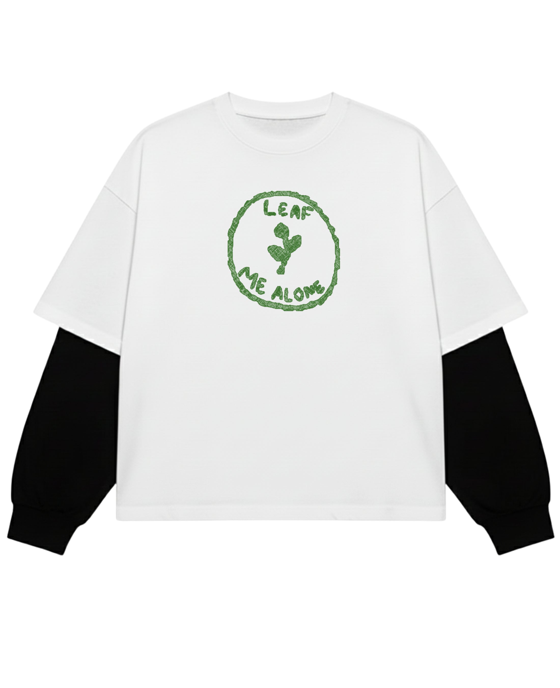 White With Black Sleeve Oversized Tee Front Design