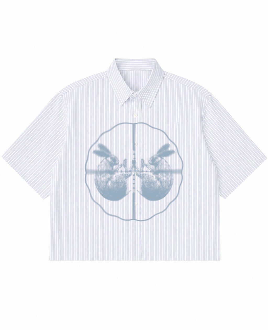Blue Striped Oxford Boxy Shirt Front Design