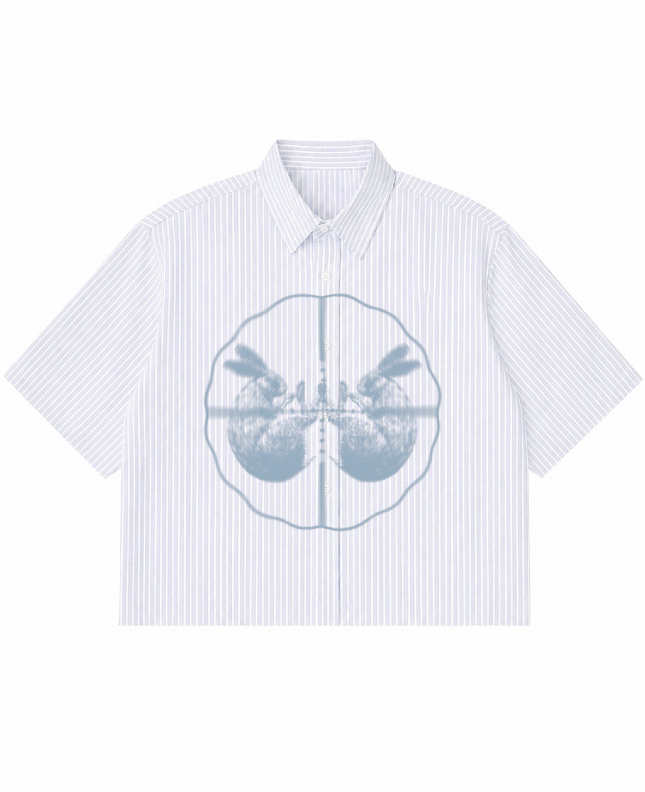 Blue Striped Oxford Boxy Shirt Front Design