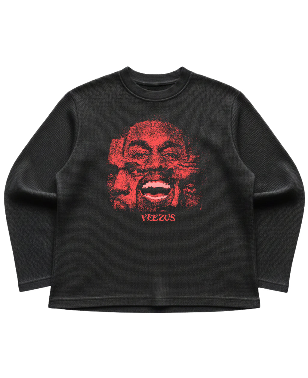 Black waffle knit oversized full-sleeve Front Design