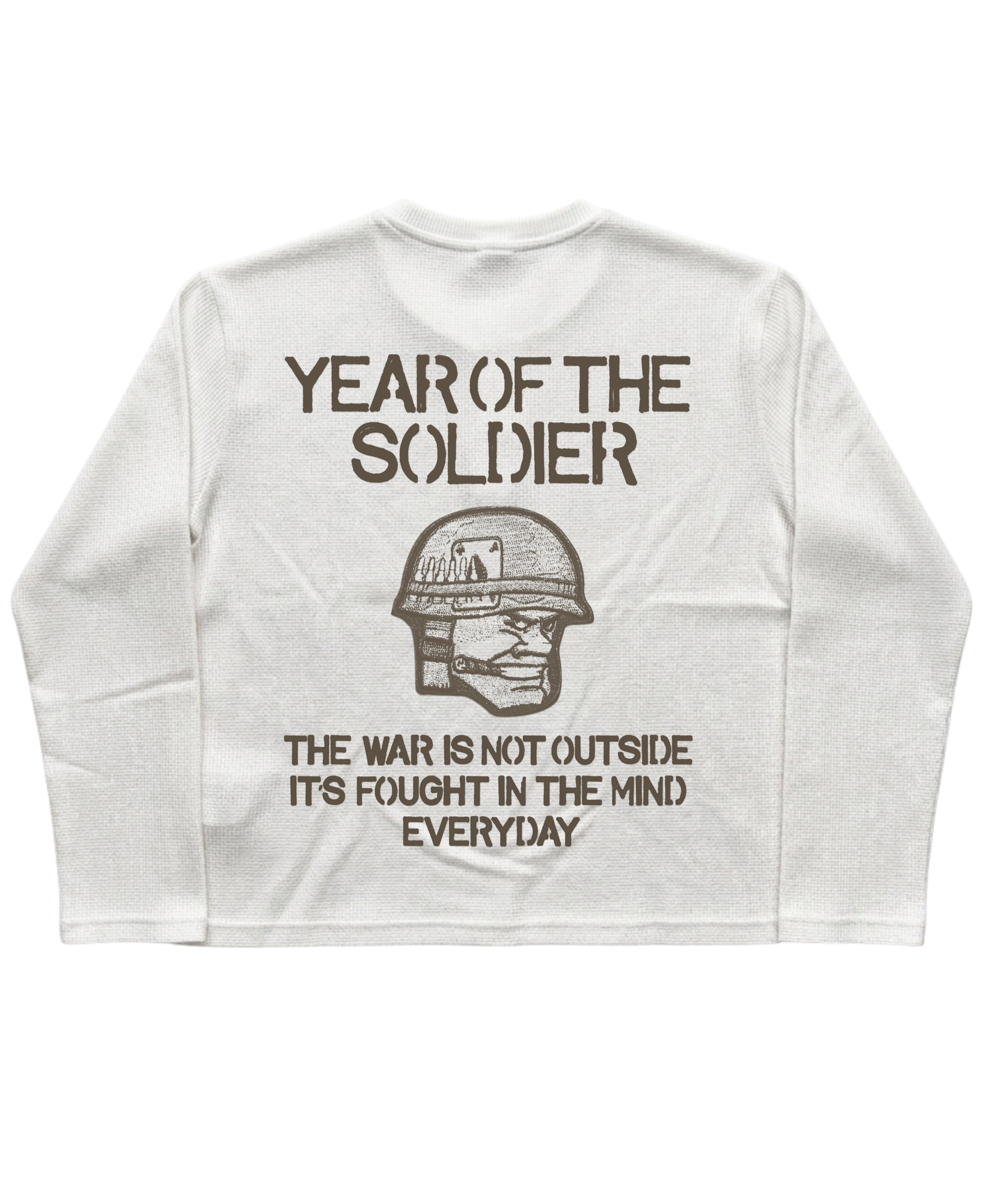 White Henley waffle knit Back Design