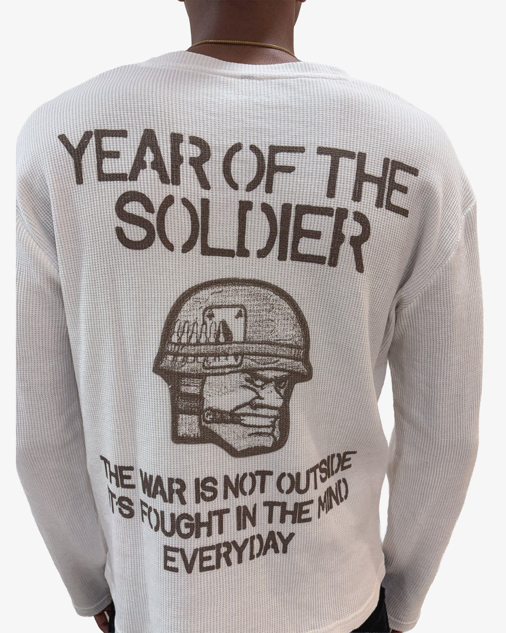 Year of the soldier Henley waffle knit tee